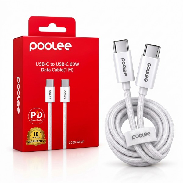 POOLEE USB-C to USB-C 60W Fast Charging & Data...