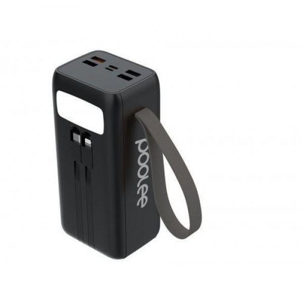 Poolee Energy 40000mAh Power Bank with 22.5W PD Fast Charging, Built-in Type-C & iPhone Cables