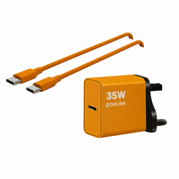 Poolee TX35 GaN 35W Fast Charger with USB-C to C C...
