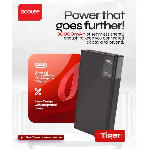 Tiger 30000mAh Power Bank 22.5W Fast Charging with Digital Display, Dual USB & Type-C